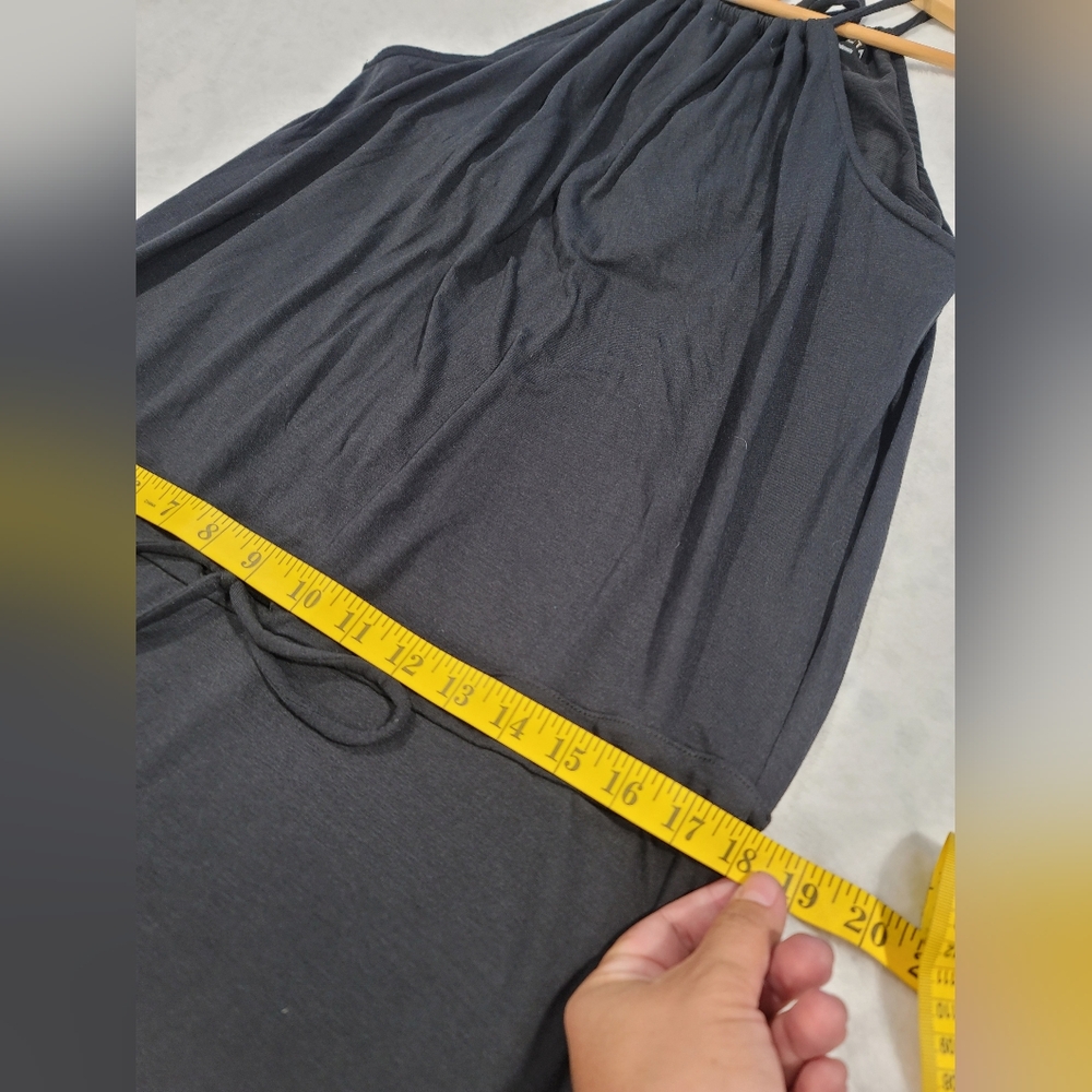 Athleta Women Black Halter Maxi Dress Size L Adjustable Waist Casual Travel Summ - Picture 11 of 16